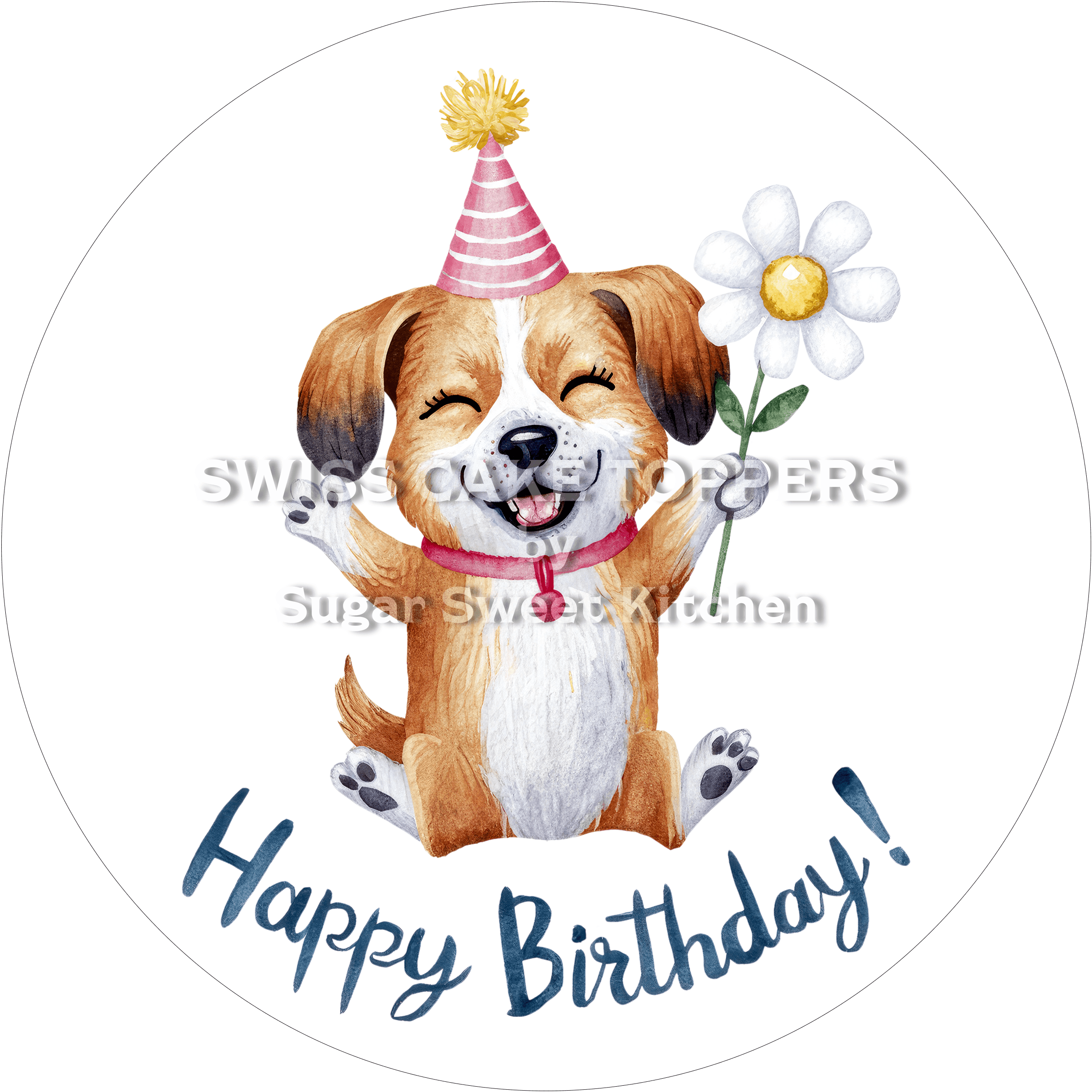 Tortenaufleger süsser Hund1 - personalisierbar - Fondant- Torten- & Cupcakeaufleger Sugar Sweet Kitchen
