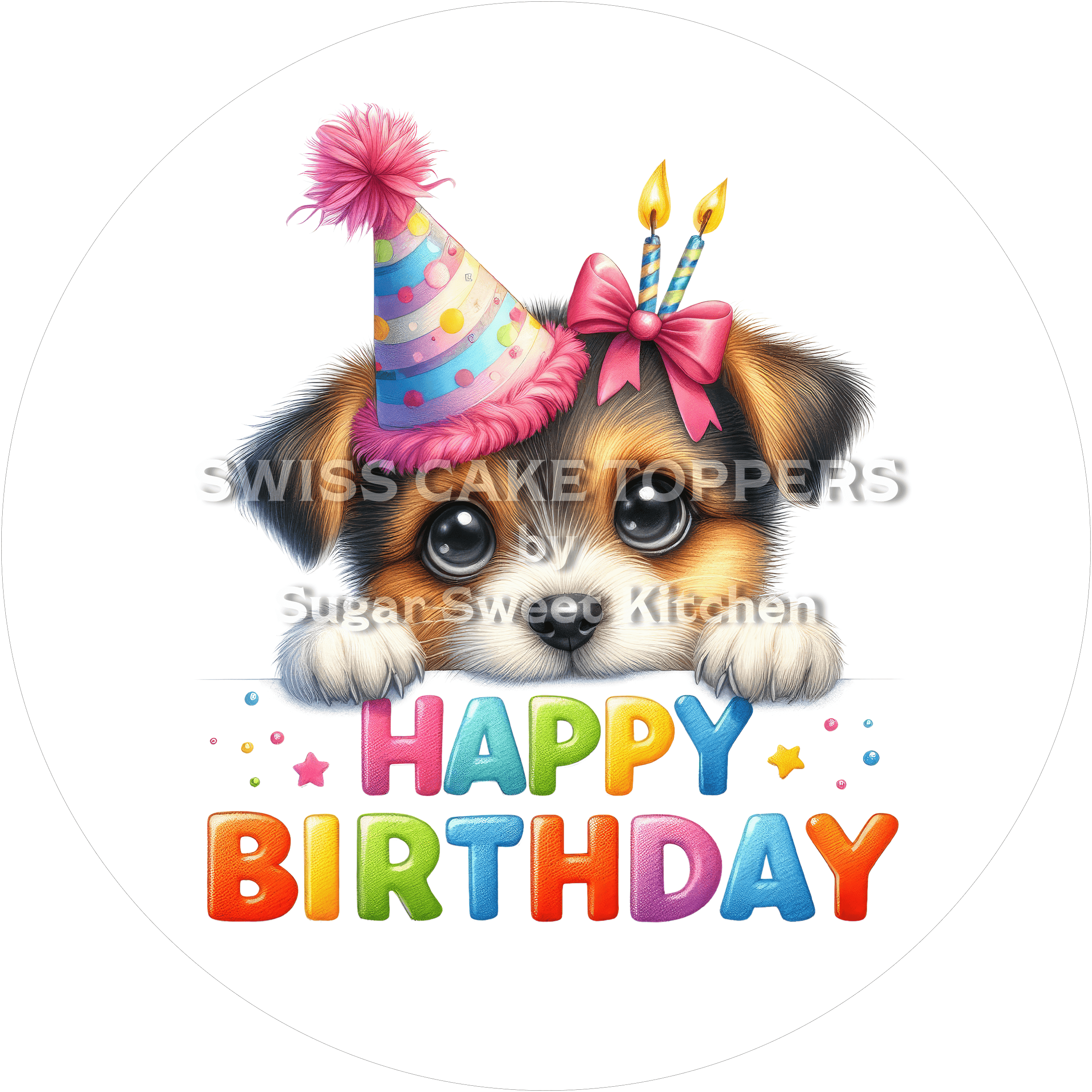 Tortenaufleger süsser Hund6 - personalisierbar - Fondant- Torten- & Cupcakeaufleger Sugar Sweet Kitchen