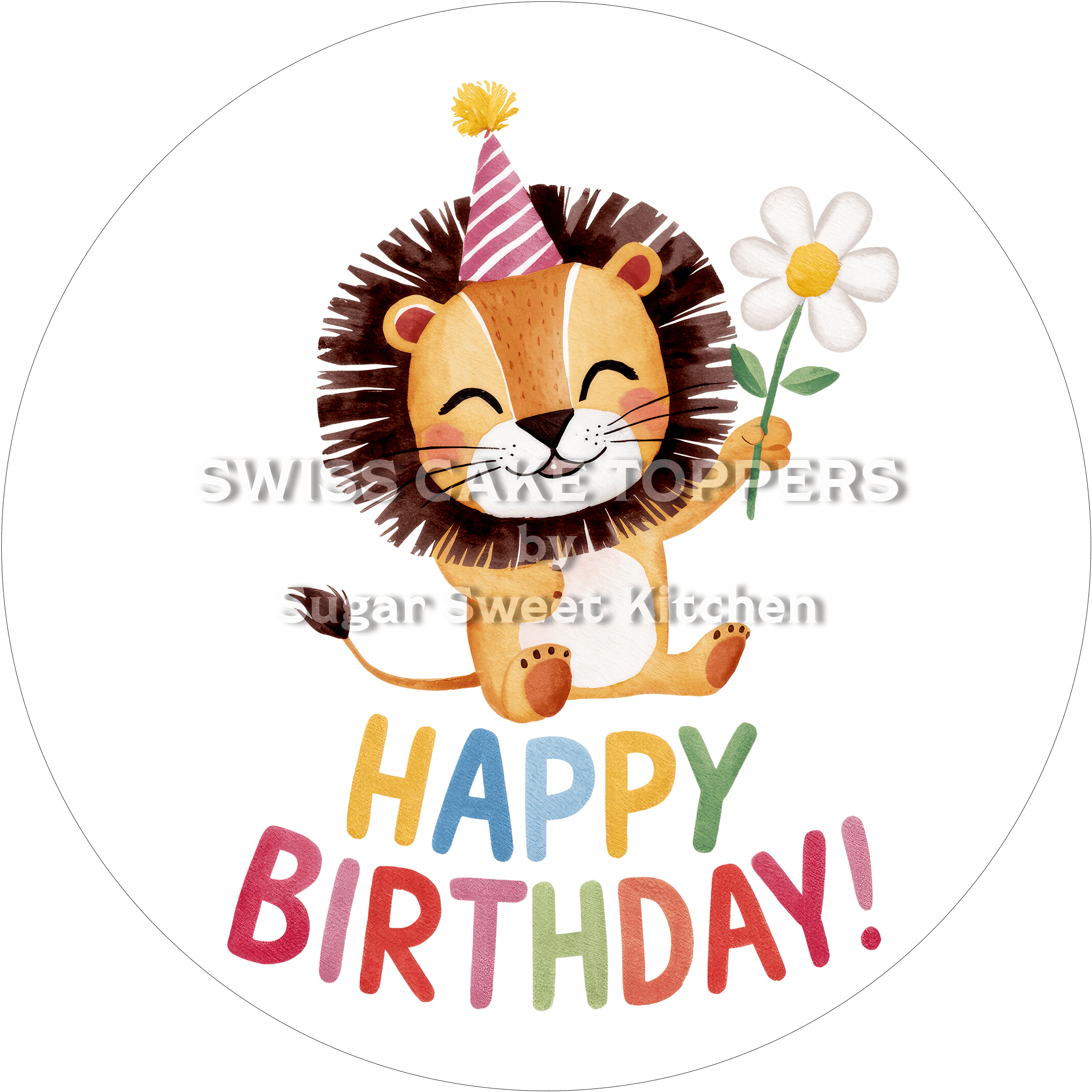 Tortenaufleger süsser Löwe1 - personalisierbar - Fondant- Torten- & Cupcakeaufleger Sugar Sweet Kitchen