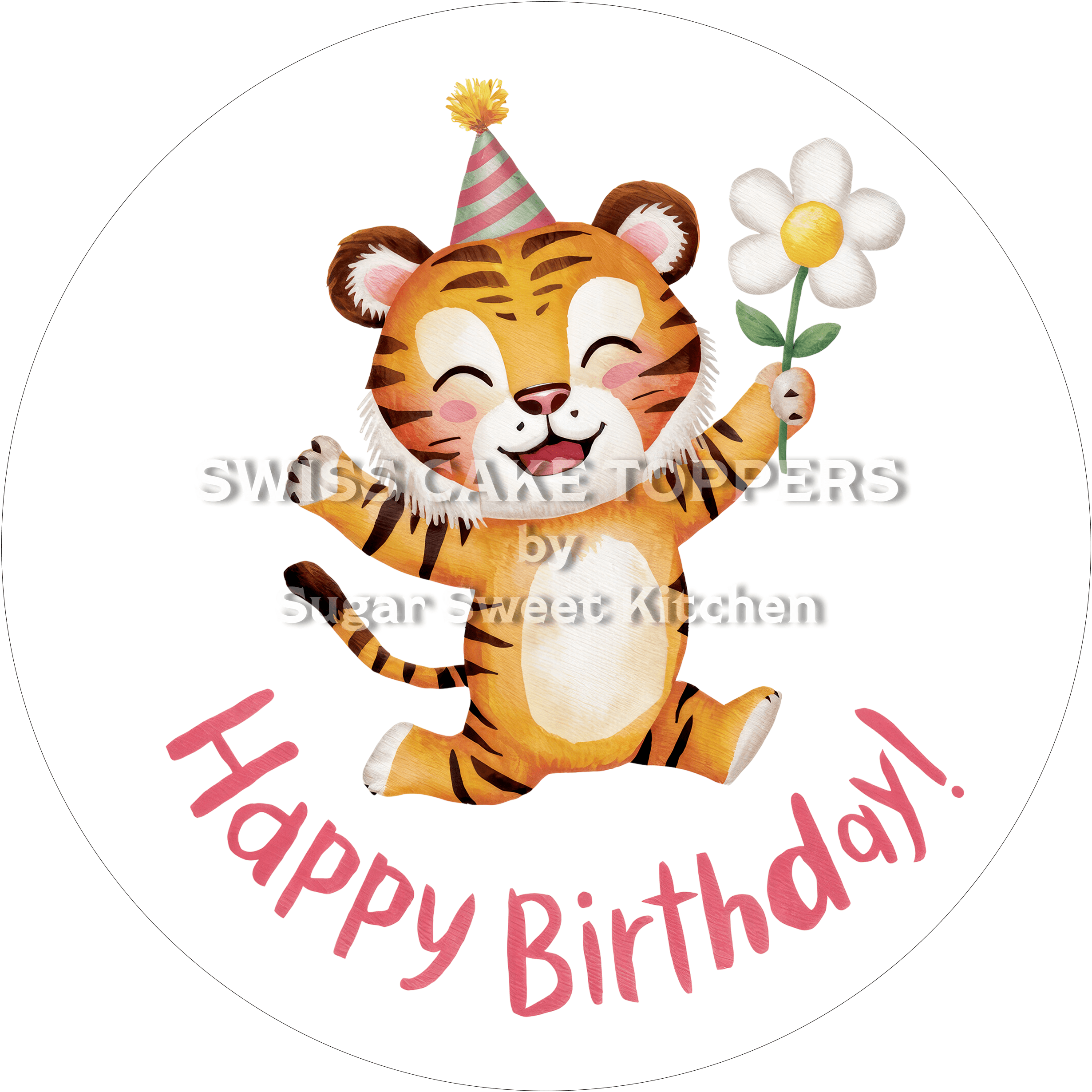 Tortenaufleger süsser Tiger1 - personalisierbar - Fondant- Torten- & Cupcakeaufleger Sugar Sweet Kitchen