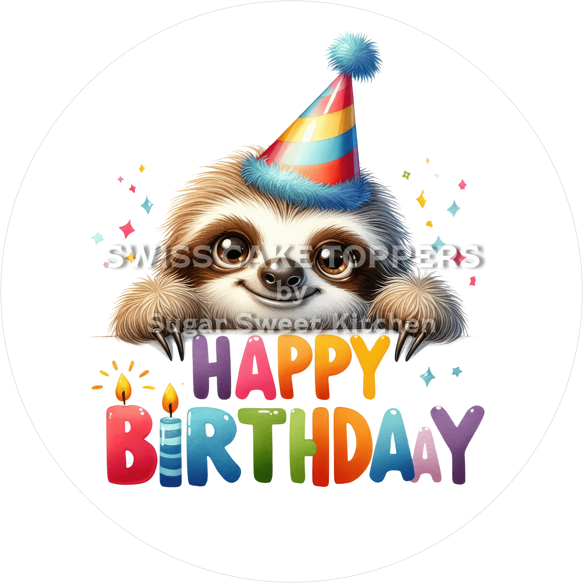 Tortenaufleger süsses Faultier1 - personalisierbar - Fondant- Torten- & Cupcakeaufleger Sugar Sweet Kitchen