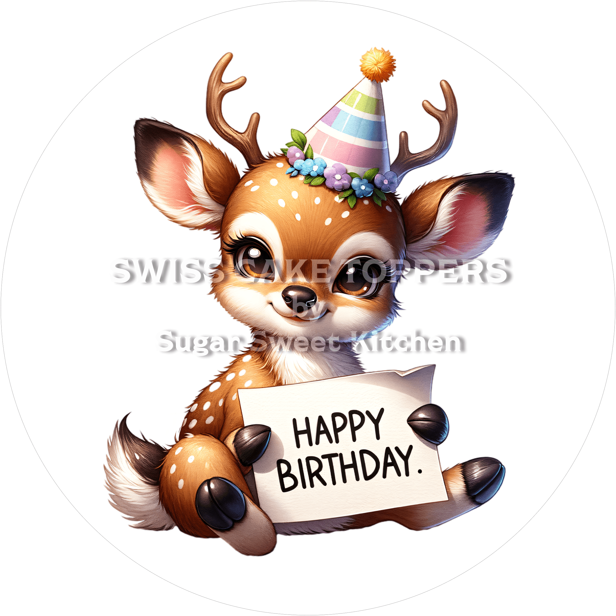 Tortenaufleger süsses Reh1 - personalisierbar - Fondant- Torten- & Cupcakeaufleger Sugar Sweet Kitchen