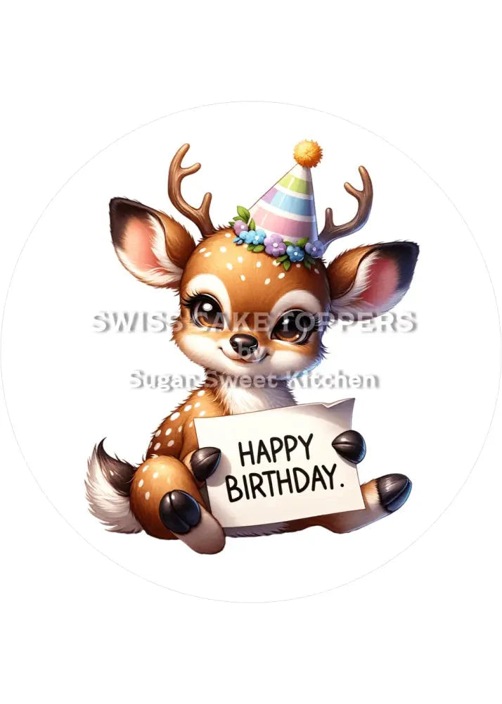 Tortenaufleger süsses Reh1 - personalisierbar - Fondant- Torten- & Cupcakeaufleger Sugar Sweet Kitchen