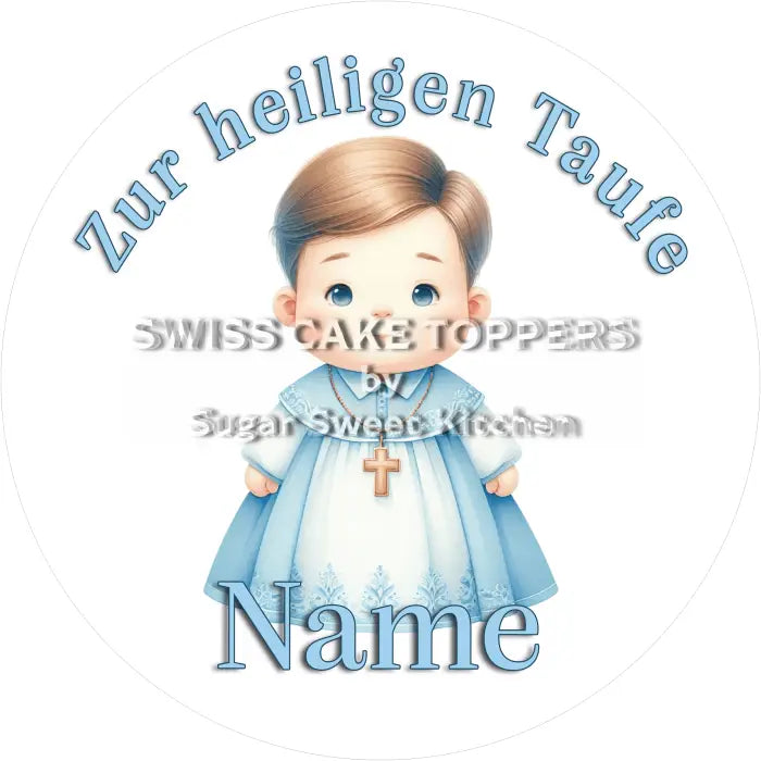 Tortenaufleger Taufe 06 - essbar & personalisierbar - Fondant- Torten- Cupcakeaufleger Sugar Sweet Kitchen