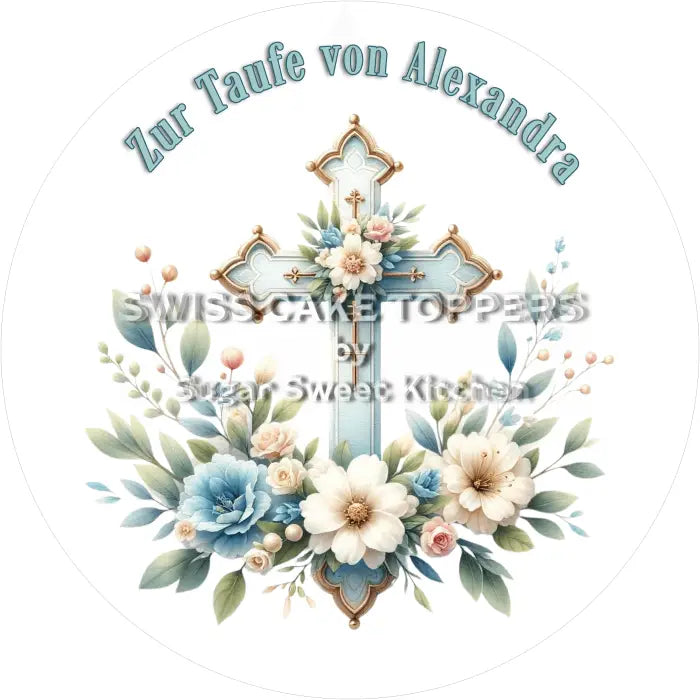 Tortenaufleger Taufe mit Namen 13 - essbar - Fondant- Torten- & Cupcakeaufleger Sugar Sweet Kitchen