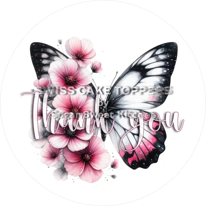 Tortenaufleger Thank you 08 - essbar & personalisierbar - Fondant- Torten- Cupcakeaufleger Sugar Sweet Kitchen