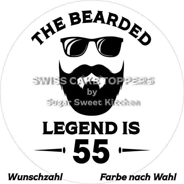 Tortenaufleger ’the bearded Legend - essbar & personalisiert - Fondant- Torten- Cupcakeaufleger Sugar Sweet Kitchen