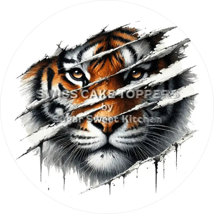 Tortenaufleger Tiger 02 - essbar & personalisierbar - Fondant- Torten- Cupcakeaufleger Sugar Sweet Kitchen