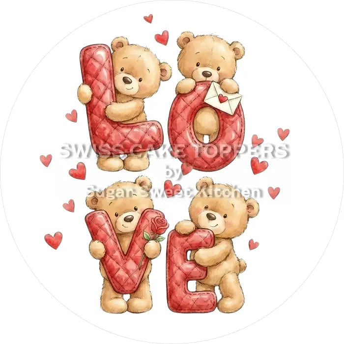 Tortenaufleger Valentinstag Love 08 - essbar & personalisierbar - Fondant- Torten- Cupcakeaufleger Sugar Sweet Kitchen