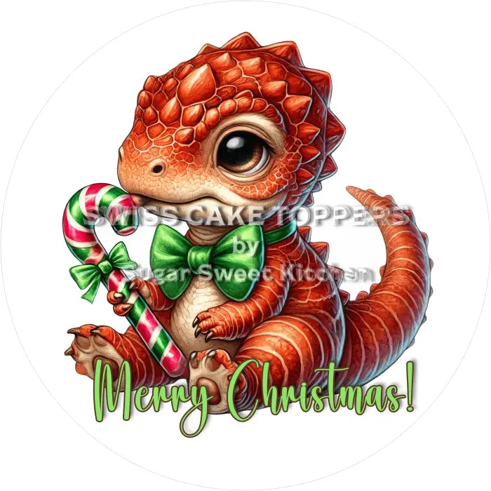 Tortenaufleger Weihnachten Dino 13 - essbar & personalisierbar - Fondant- Torten- Cupcakeaufleger Sugar Sweet Kitchen