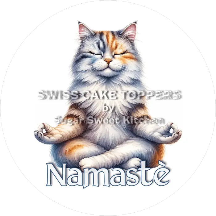 Tortenaufleger Yoga Katze 07 - essbar & personalisierbar - Fondant- Torten- Cupcakeaufleger Sugar Sweet Kitchen