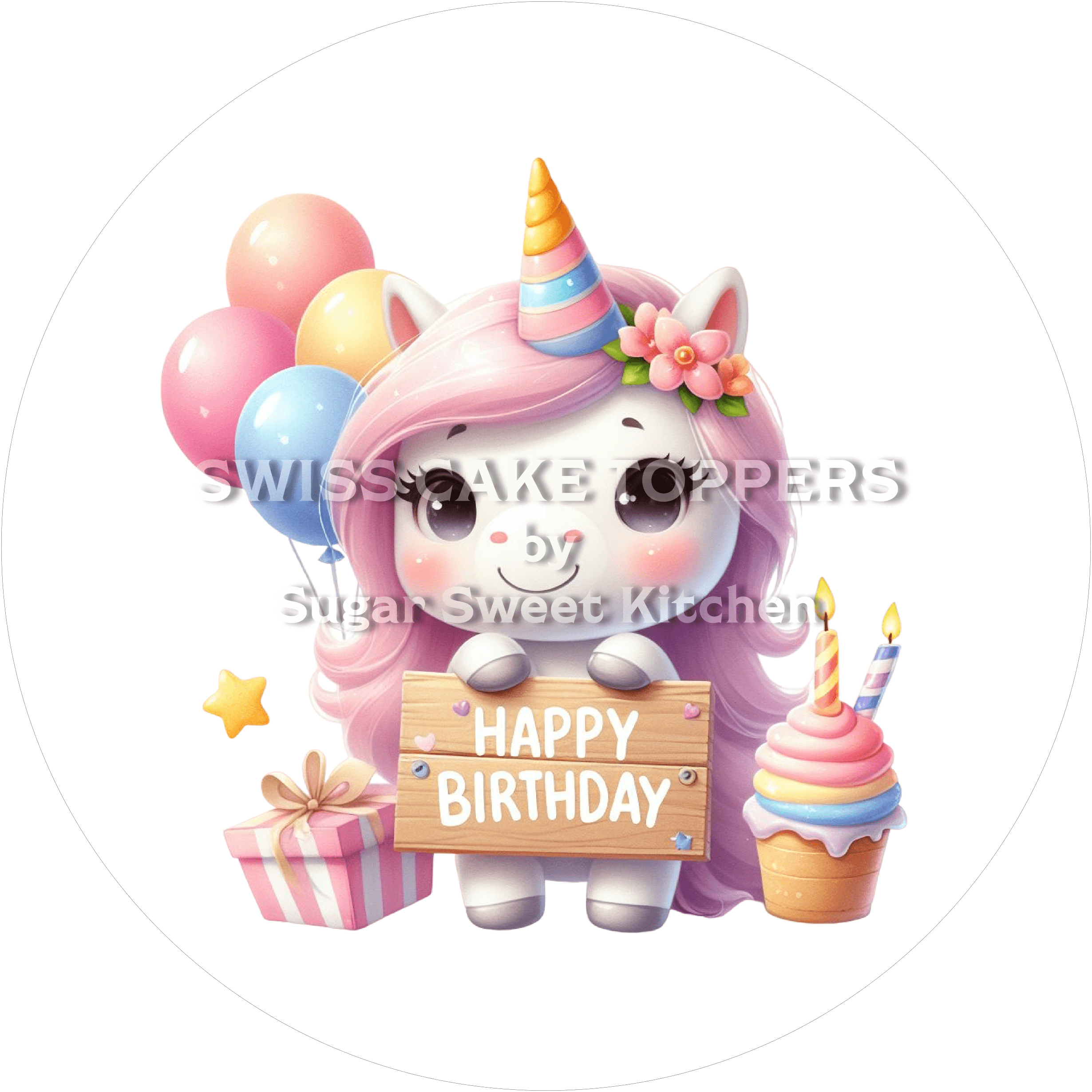 Tortenaufleger zauberhaftes Einhorn11 - personalisierbar - Fondant- Torten- & Cupcakeaufleger Sugar Sweet Kitchen