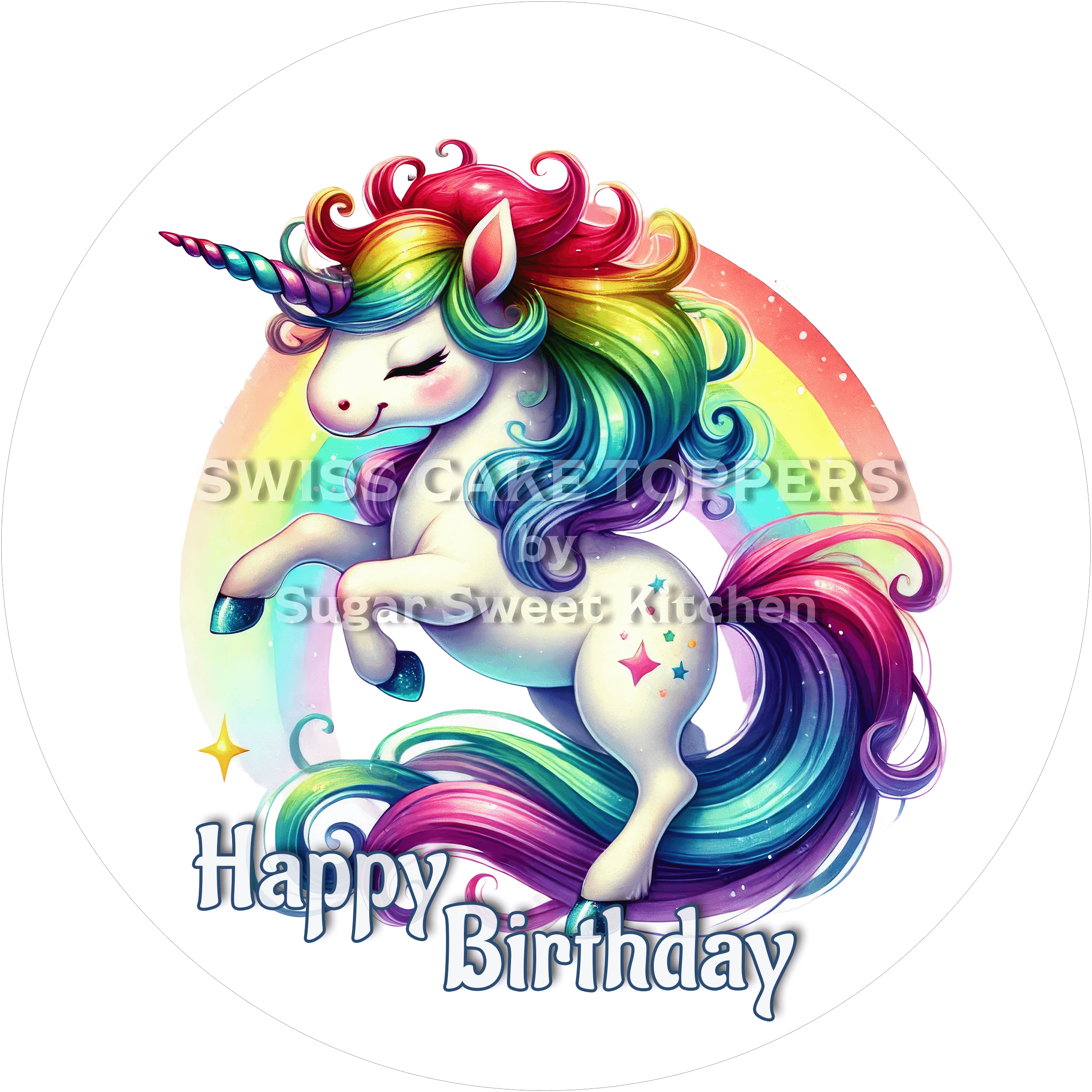 Tortenaufleger zauberhaftes Einhorn2 - personalisierbar - Fondant- Torten- & Cupcakeaufleger Sugar Sweet Kitchen