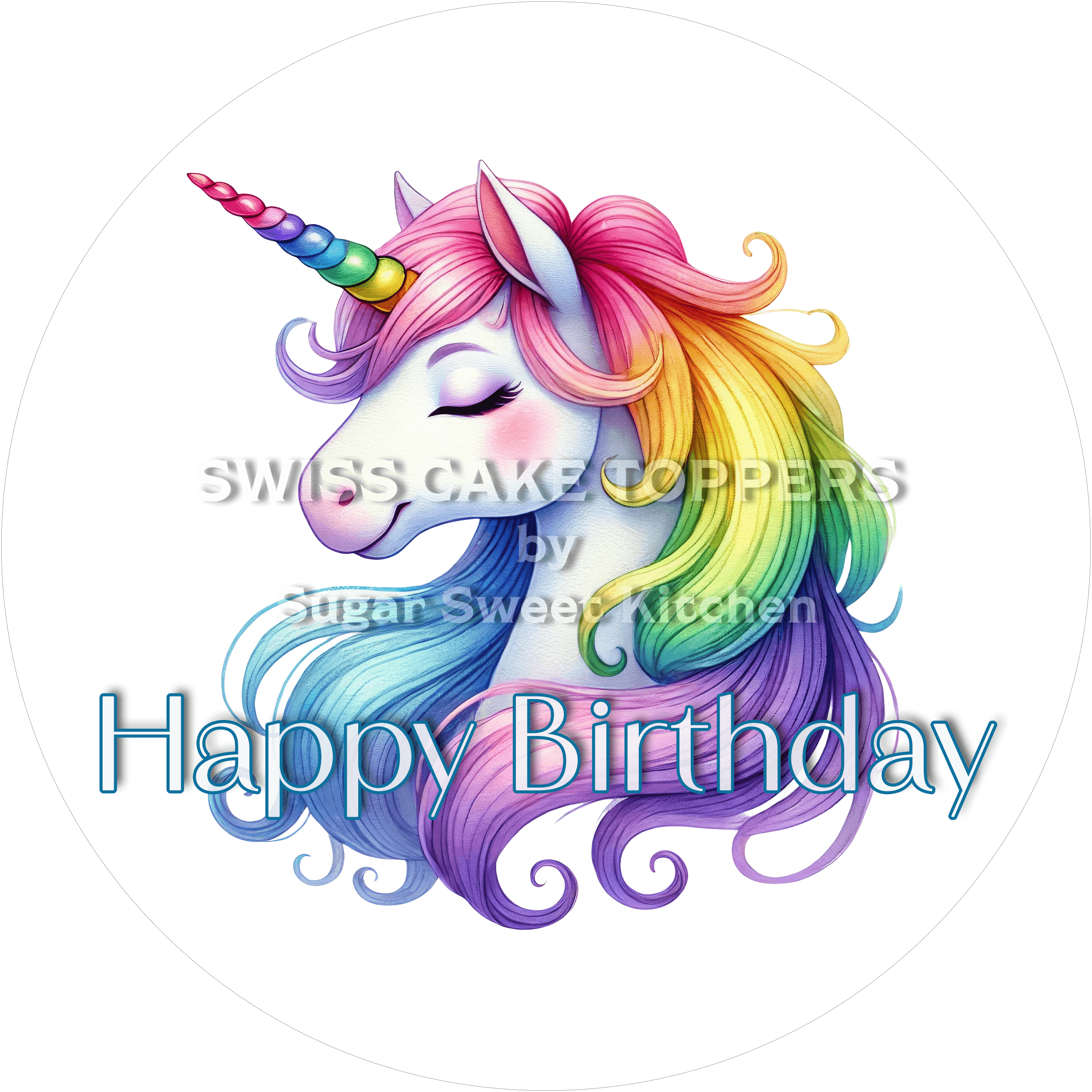 Tortenaufleger zauberhaftes Einhorn3 - personalisierbar - Fondant- Torten- & Cupcakeaufleger Sugar Sweet Kitchen