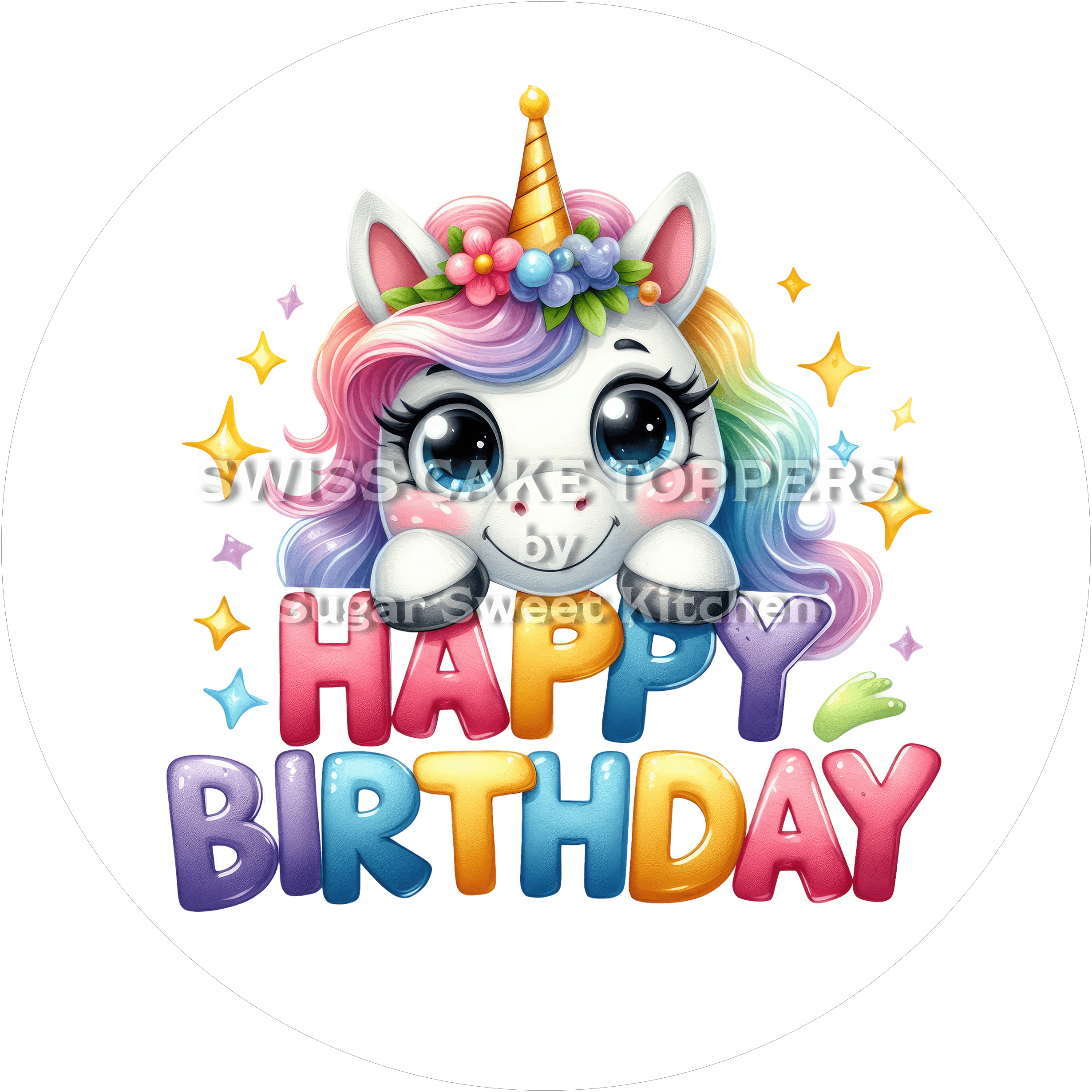 Tortenaufleger zauberhaftes Einhorn5 - personalisierbar - Fondant- Torten- & Cupcakeaufleger Sugar Sweet Kitchen