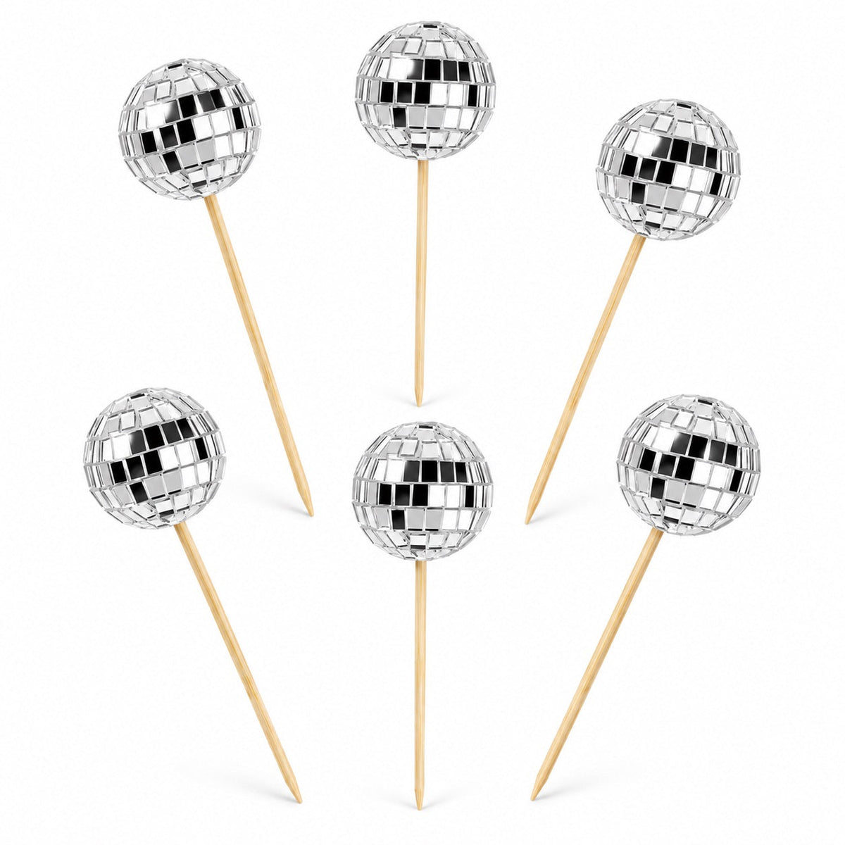 Tortendeko Disco-Kugeln Silber – Cake Topper Set / 6-teilig - Tortendekoration Sugar Sweet Kitchen