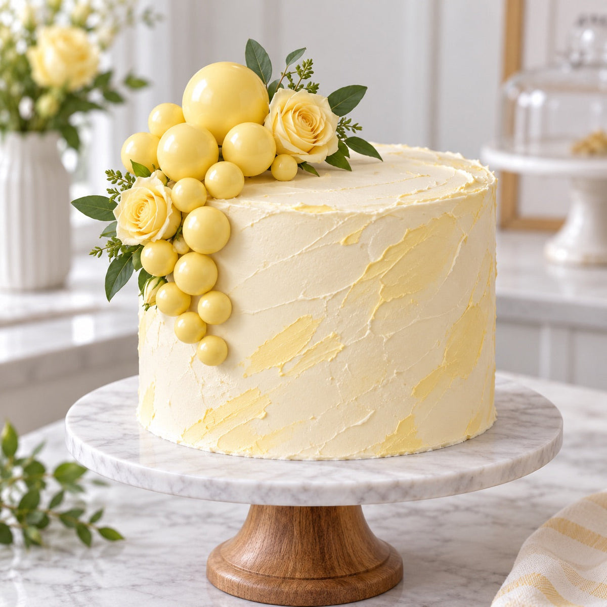 Tortendeko Kugeln Gelb – Cake Topper Set / 18-teilig - Tortendekoration Sugar Sweet Kitchen