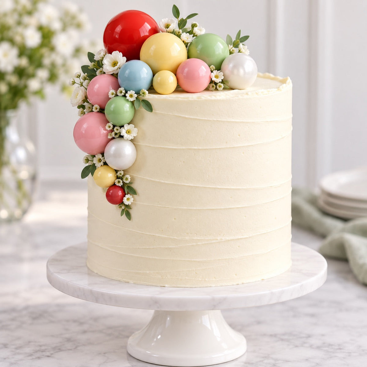 Tortendeko Kugeln Gelb – Cake Topper Set / 18-teilig - Tortendekoration Sugar Sweet Kitchen