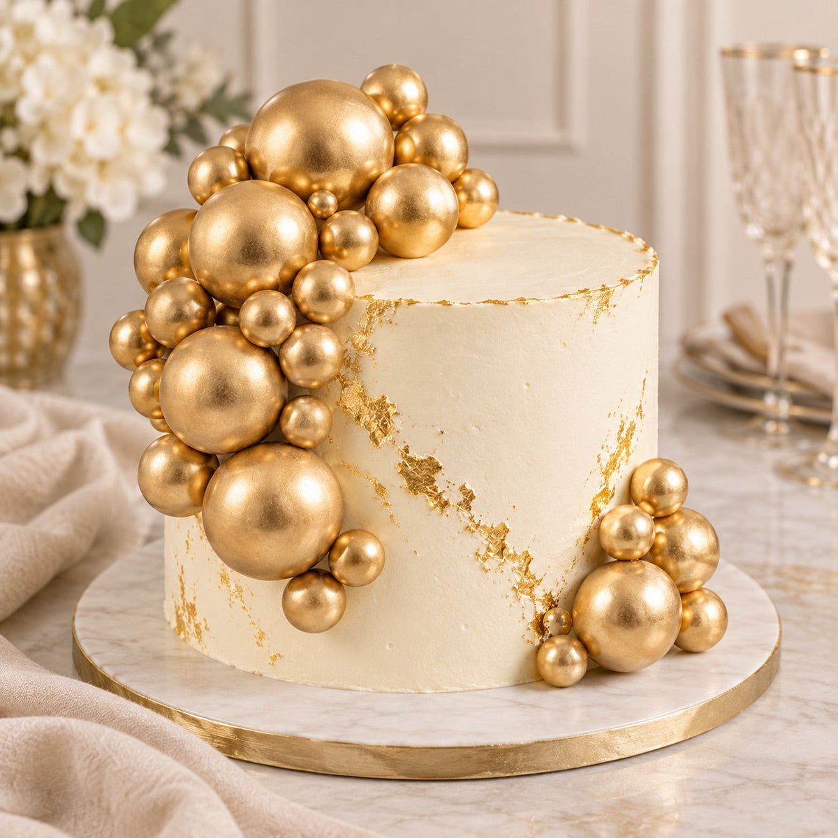 Tortendeko Kugeln Gold – Cake Topper / 13-teilig - Tortendekoration Sugar Sweet Kitchen