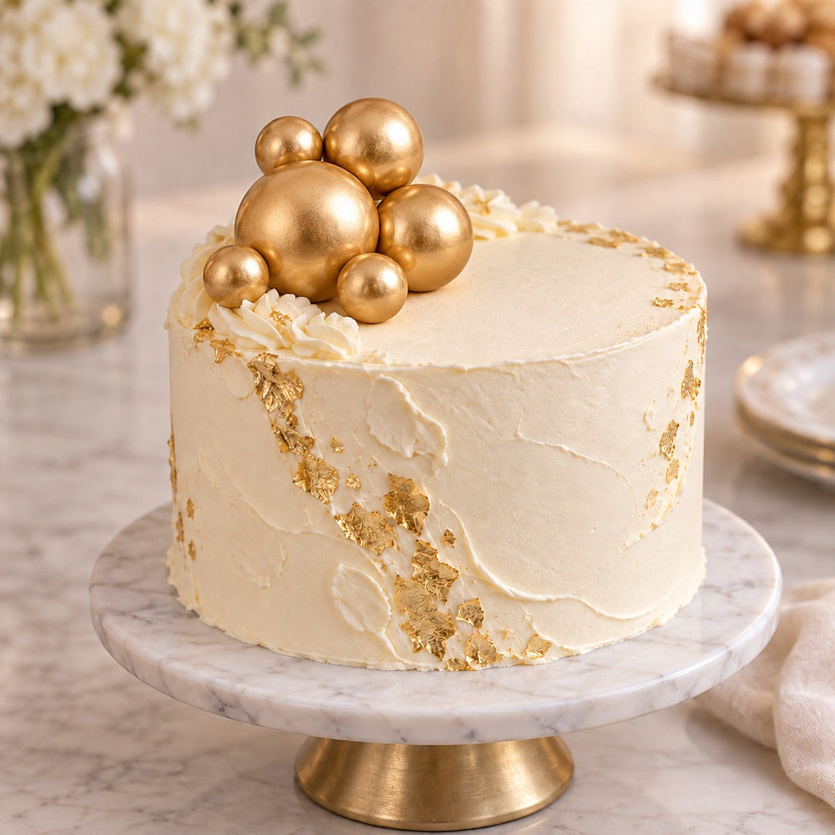 Tortendeko Kugeln Gold – Cake Topper / 6-teilig - Tortendekoration Sugar Sweet Kitchen
