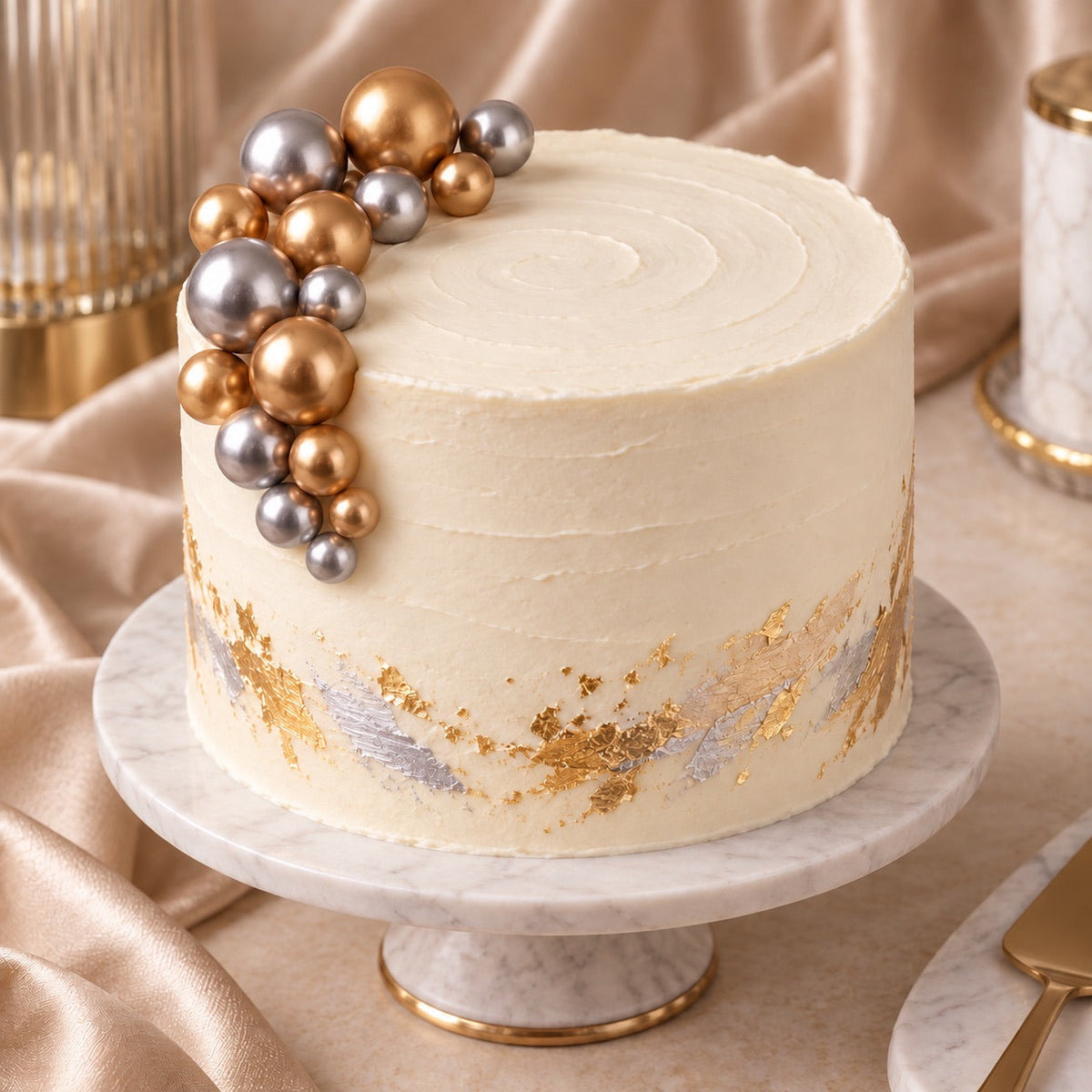 Tortendeko Kugeln Gold – Cake Topper Set / 6-teilig - Tortendekoration Sugar Sweet Kitchen