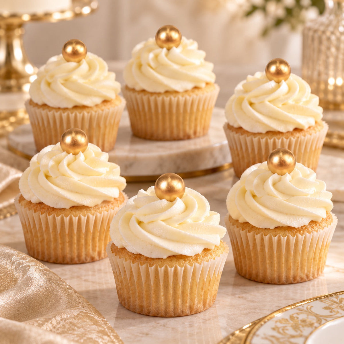 Tortendeko Kugeln Gold – Cake Topper Set / 6-teilig - Tortendekoration Sugar Sweet Kitchen