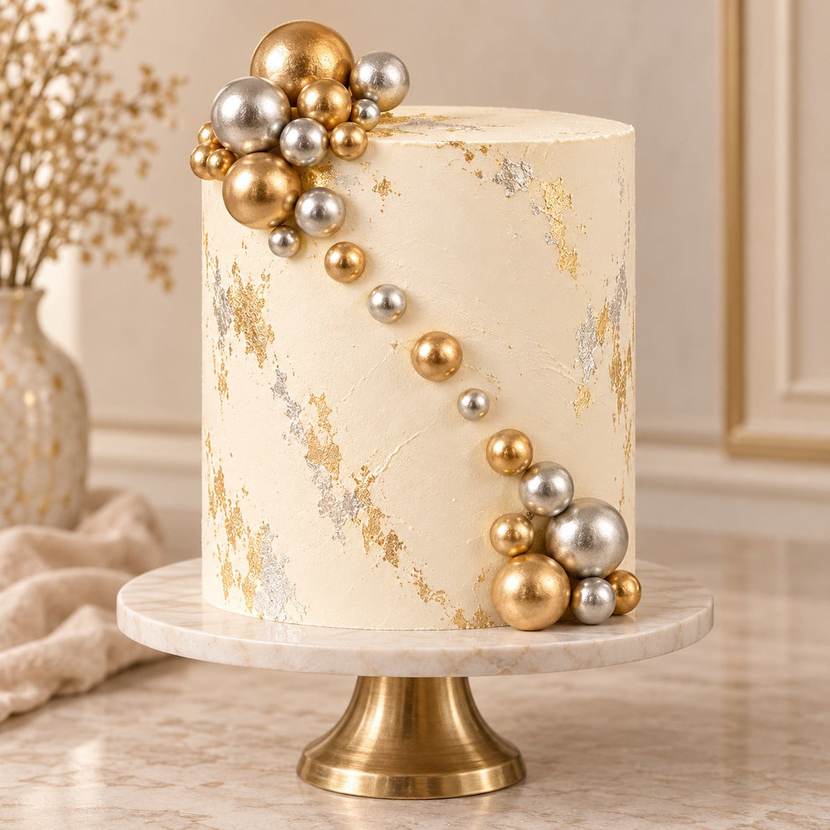 Tortendeko Kugeln Gold & Silber – Cake Topper Set / 8-teilig - Tortendekoration Sugar Sweet Kitchen