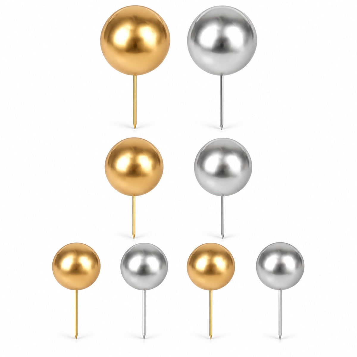 Tortendeko Kugeln Gold & Silber – Cake Topper Set / 8-teilig - Tortendekoration Sugar Sweet Kitchen