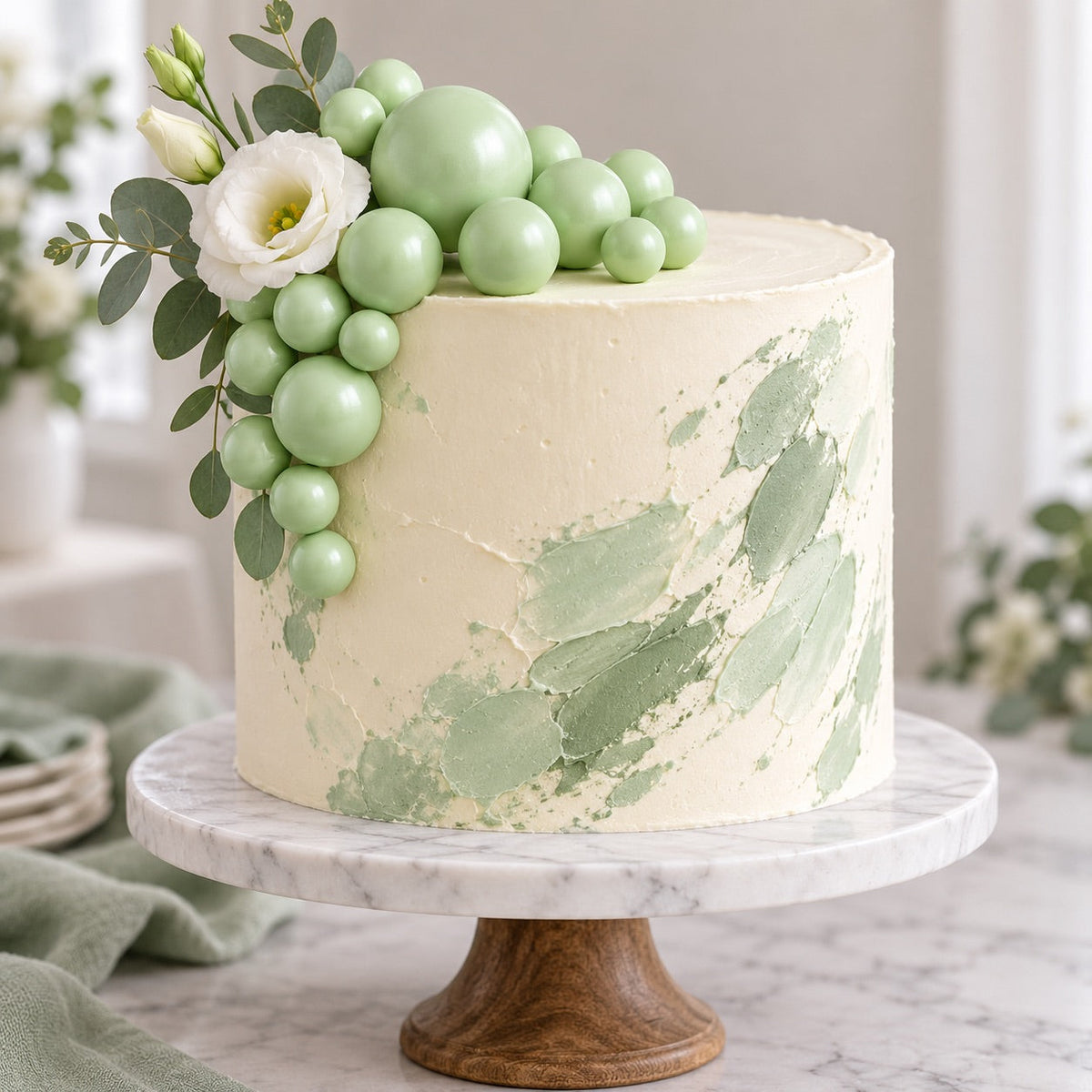 Tortendeko Kugeln Grün – Cake Topper Set / 18-teilig - Tortendekoration Sugar Sweet Kitchen