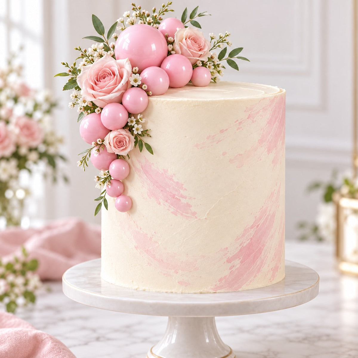 Tortendeko Kugeln Rosa – Cake Topper Set / 18-teilig - Tortendekoration Sugar Sweet Kitchen