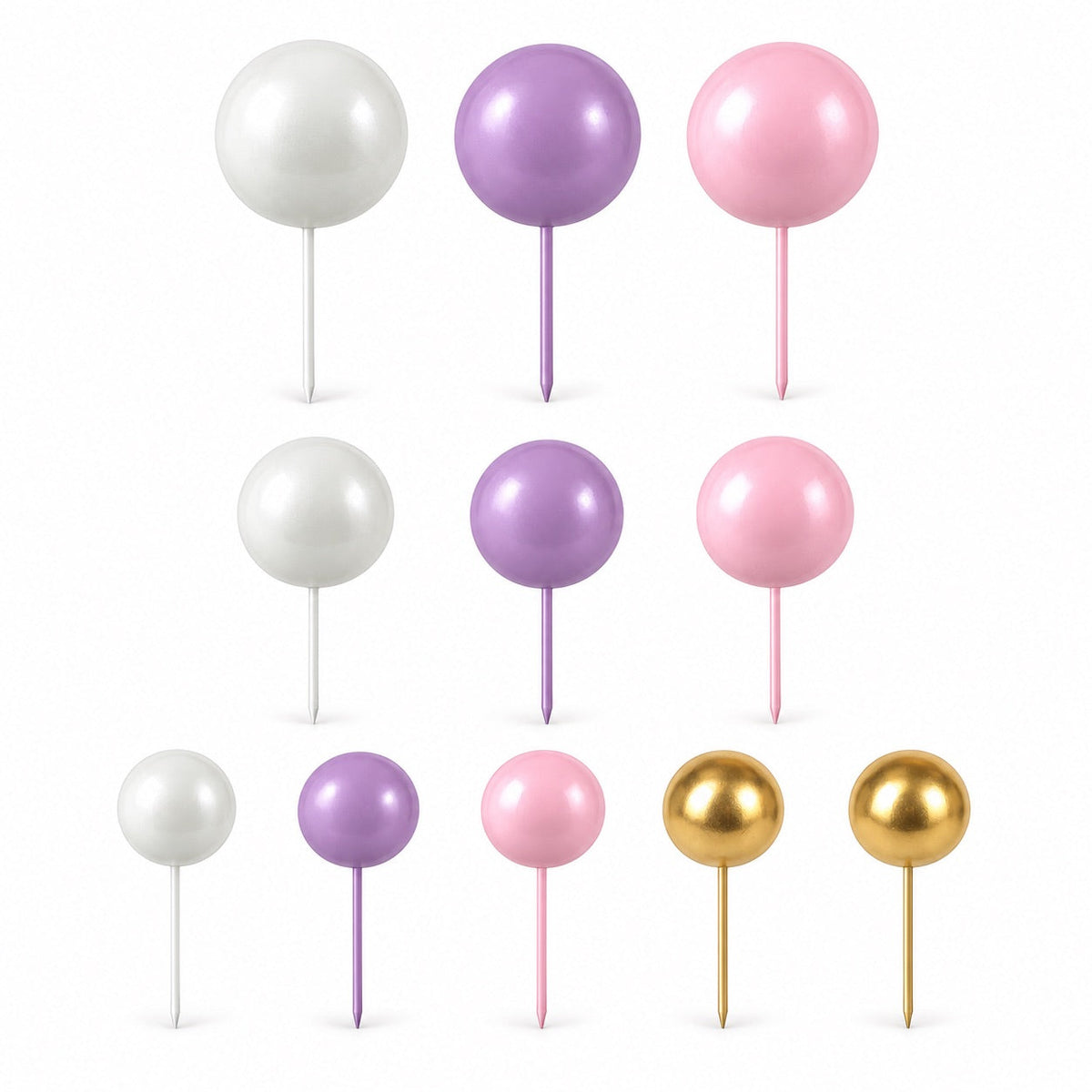 Tortendeko Kugeln Rosa Lila Weiss & Gold – Cake Topper Set / 11-teilig - Tortendekoration Sugar Sweet Kitchen