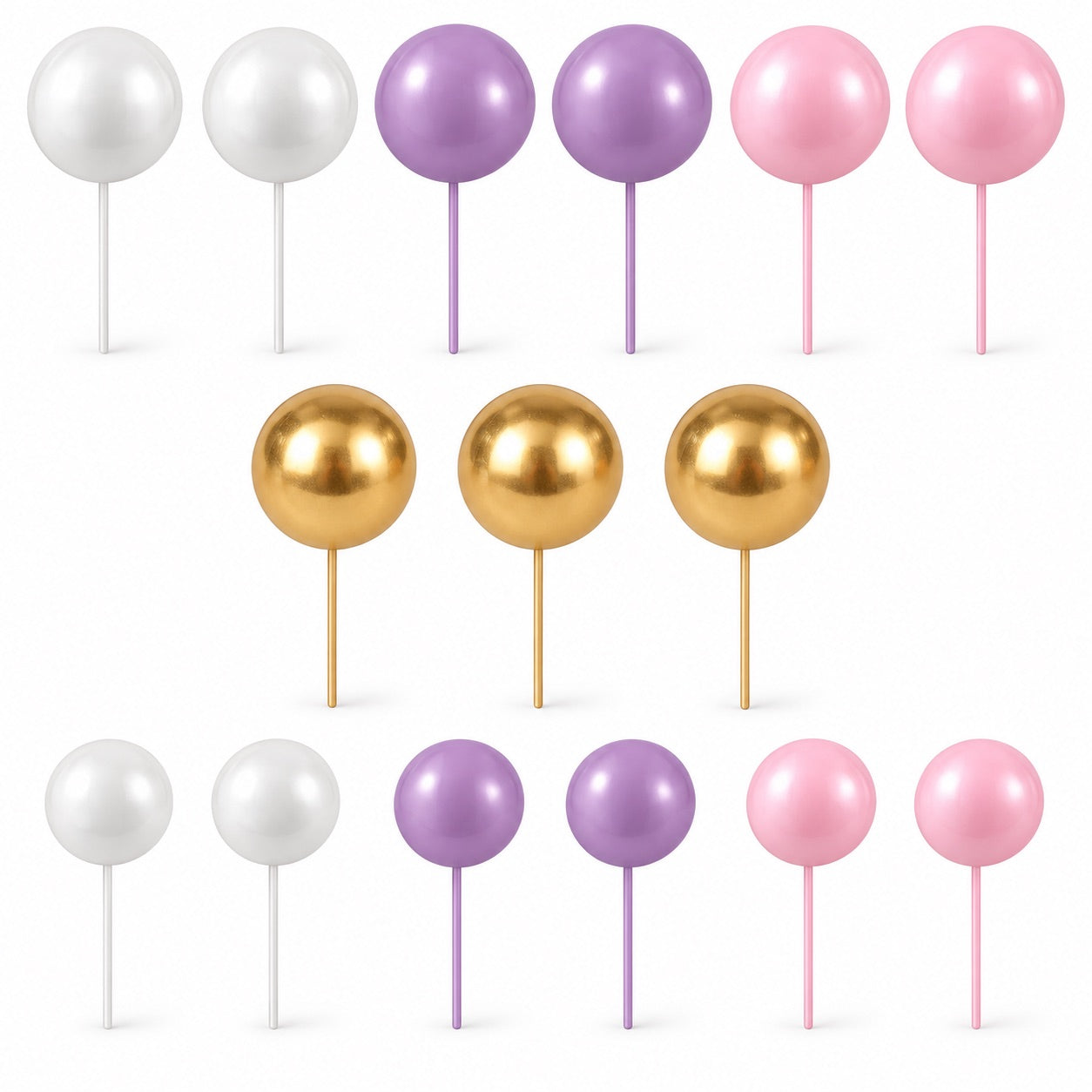 Tortendeko Kugeln Rosa Lila Weiss & Gold – Cake Topper Set / 15-teilig - Tortendekoration Sugar Sweet Kitchen