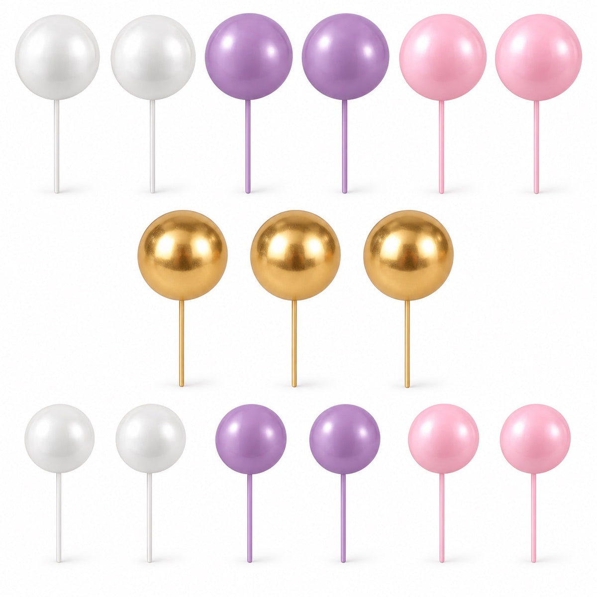 Tortendeko Kugeln Rosa Lila Weiss & Gold – Cake Topper Set / 15-teilig - Tortendekoration Sugar Sweet Kitchen