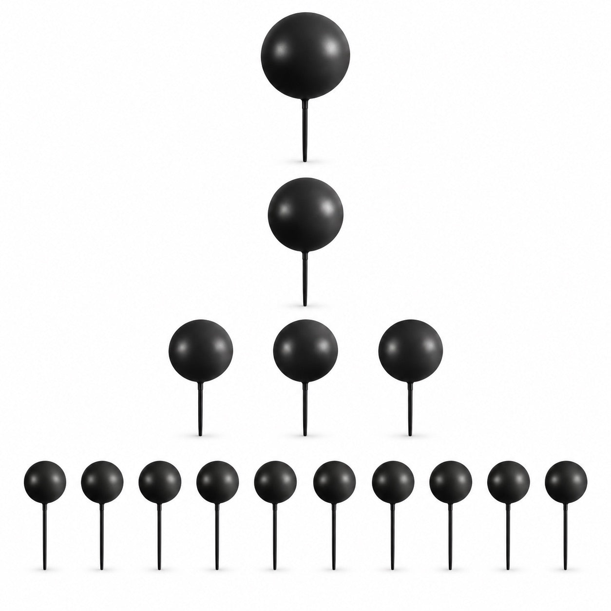 Tortendeko Kugeln Schwarz – Cake Topper Set / 15-teilig - Tortendekoration Sugar Sweet Kitchen