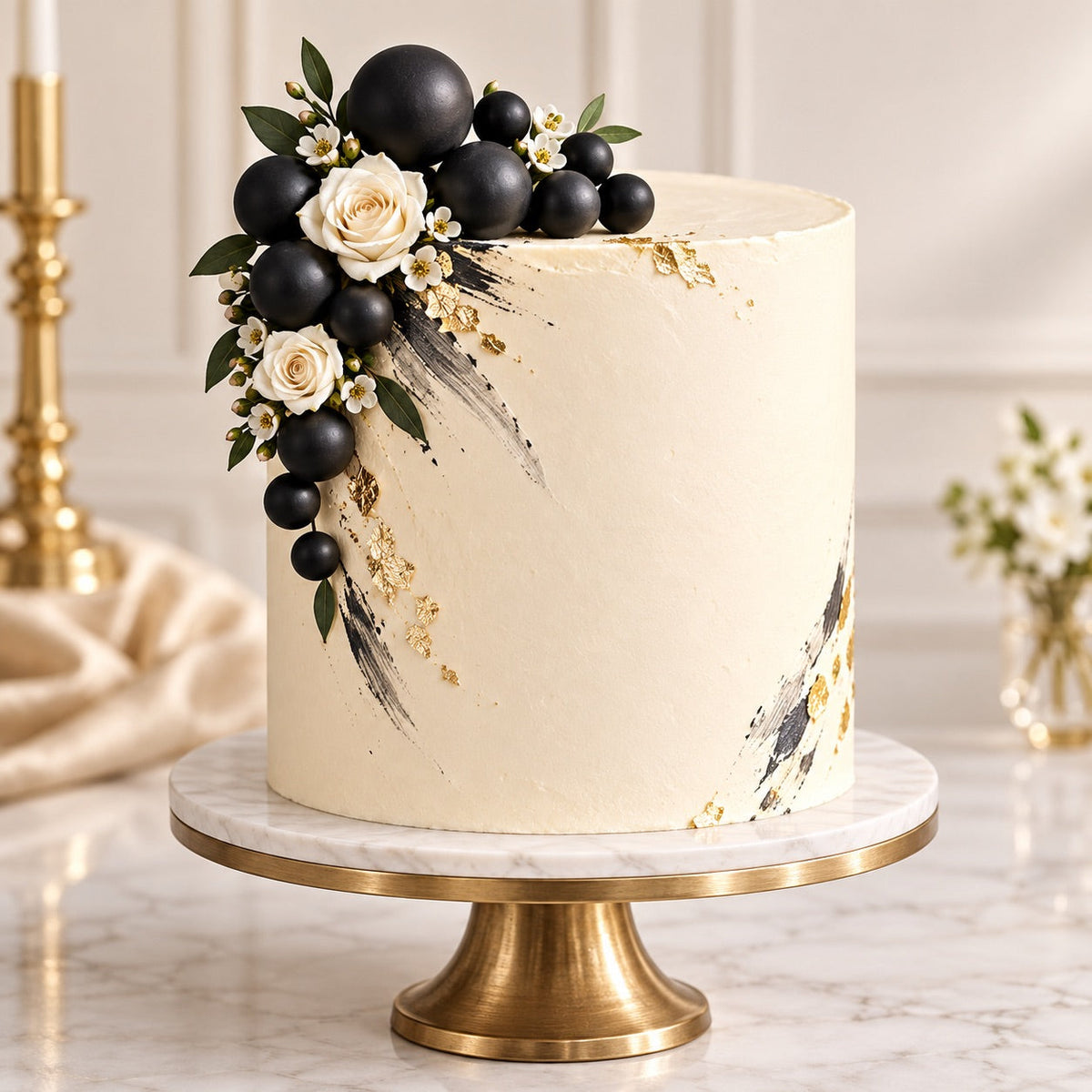 Tortendeko Kugeln Schwarz – Cake Topper Set / 15-teilig - Tortendekoration Sugar Sweet Kitchen