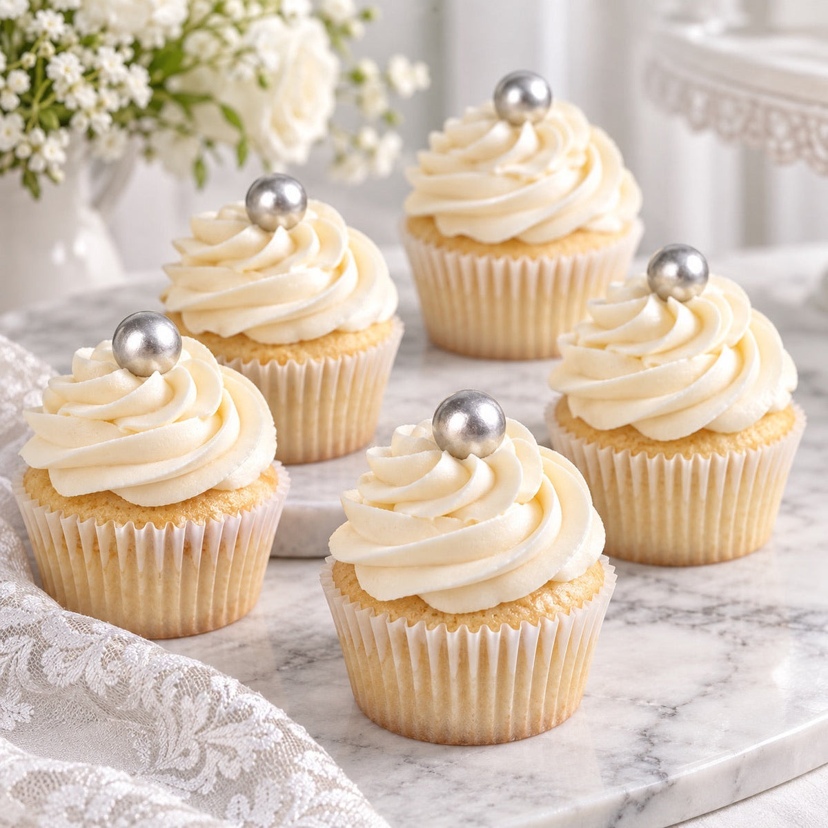 Tortendeko Kugeln Silber – Cake Topper Set / 6-teilig - Tortendekoration Sugar Sweet Kitchen