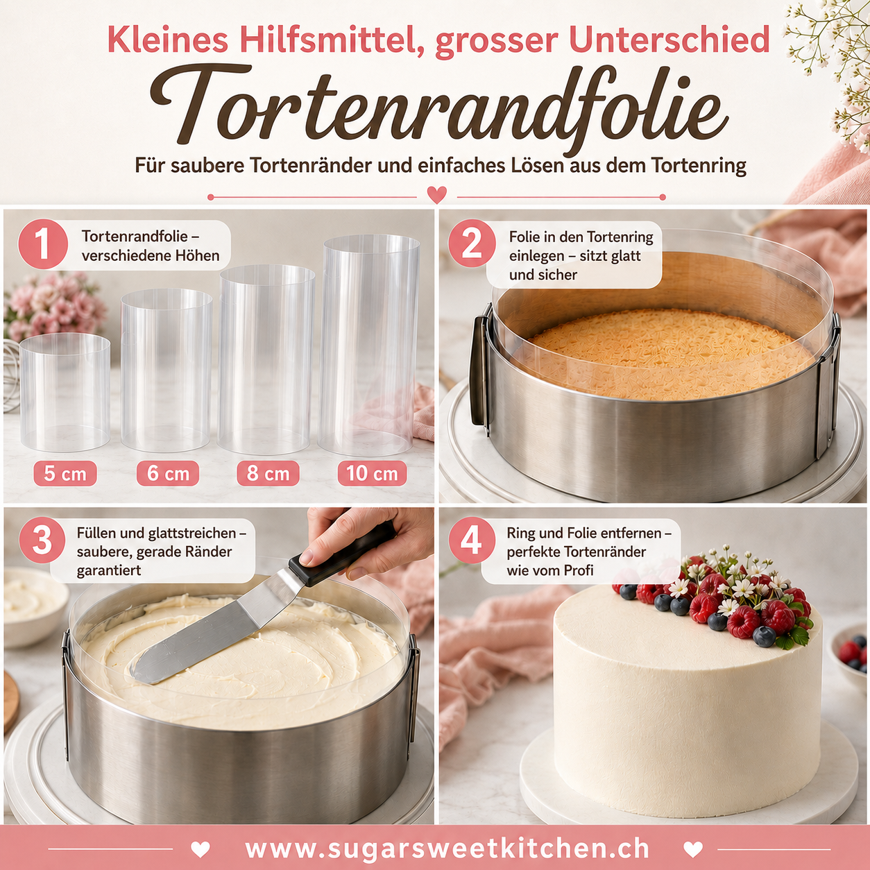Tortenrandfolien 6cm 8cm 10cm / 5m - Tortendekoration Sugar Sweet Kitchen