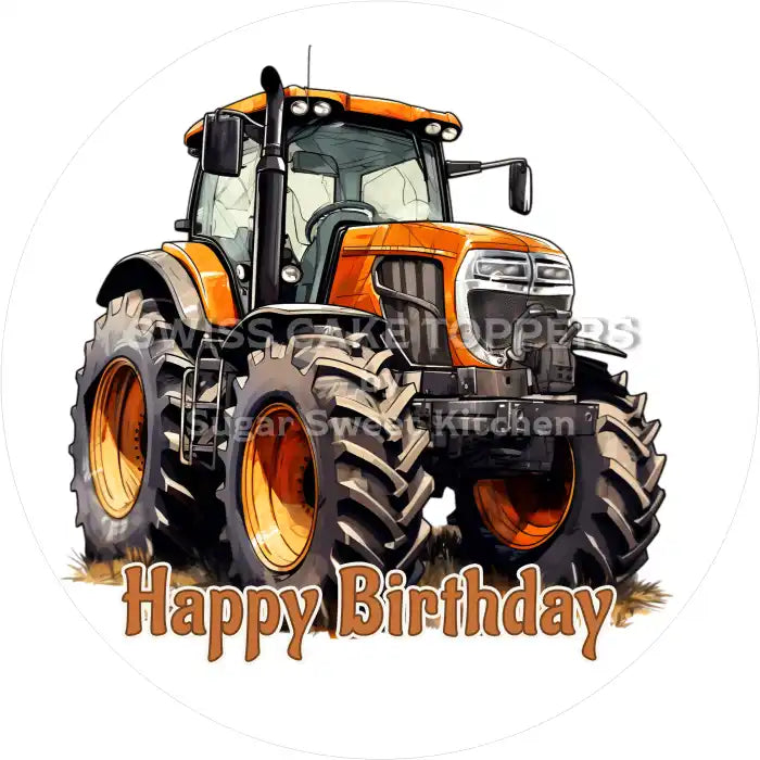 Tortenaufleger Geburtstag Traktor 04 - essbar & personalisierbar - Fondant- Torten- Cupcakeaufleger Sugar Sweet Kitchen