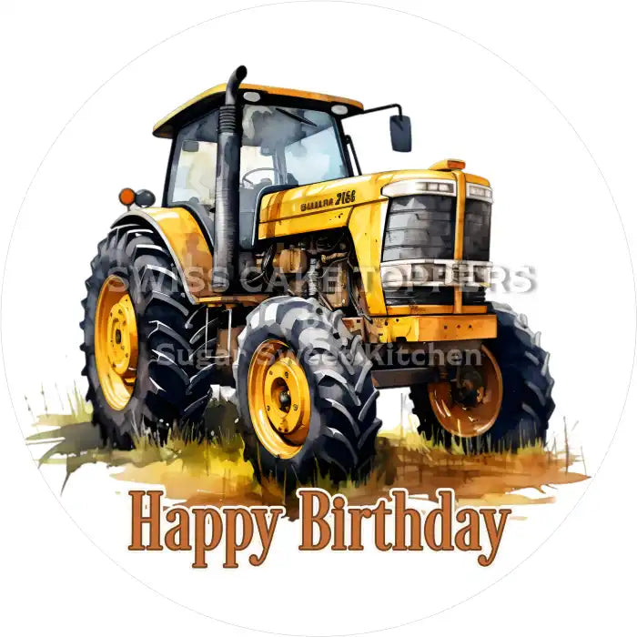 Tortenaufleger Geburtstag Traktor 05 - essbar & personalisierbar - Fondant- Torten- Cupcakeaufleger Sugar Sweet Kitchen
