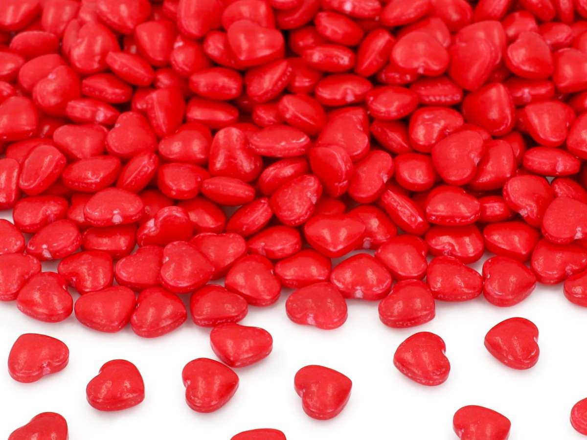 Traubenzucker-Streudekor Herzen rot / 80g - Zuckerdekorationen Sugar Sweet Kitchen