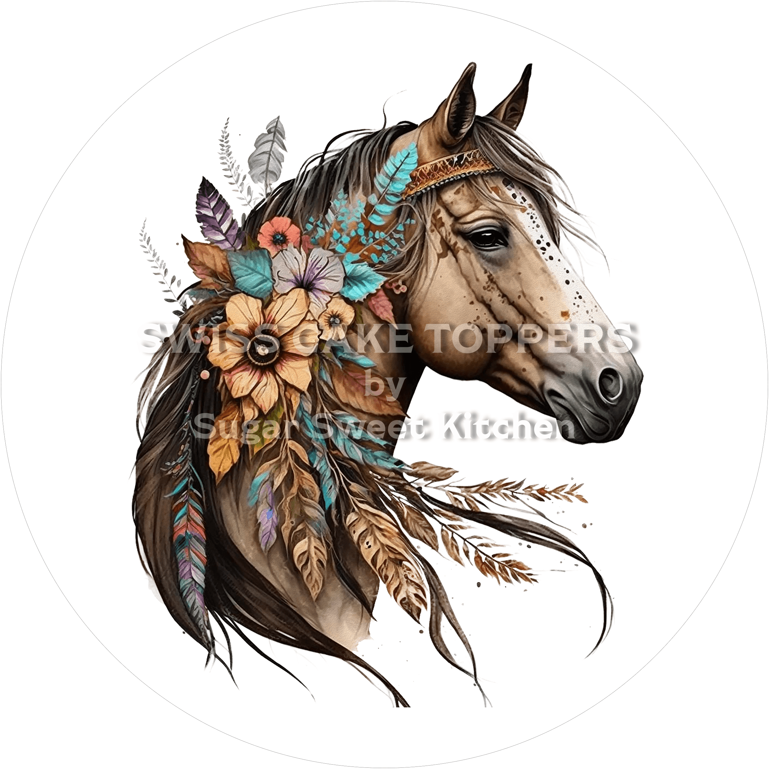 Traumhafter Pferde-Tortenaufleger7 - personalisierbar - Fondant- Torten- & Cupcakeaufleger Sugar Sweet Kitchen