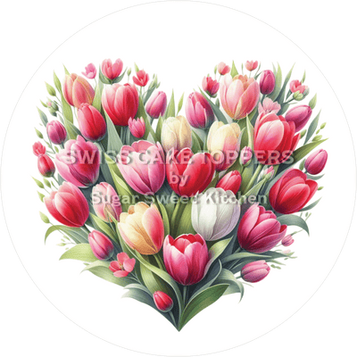 Tulpenherz-Tortenaufleger25 - personalisierbar