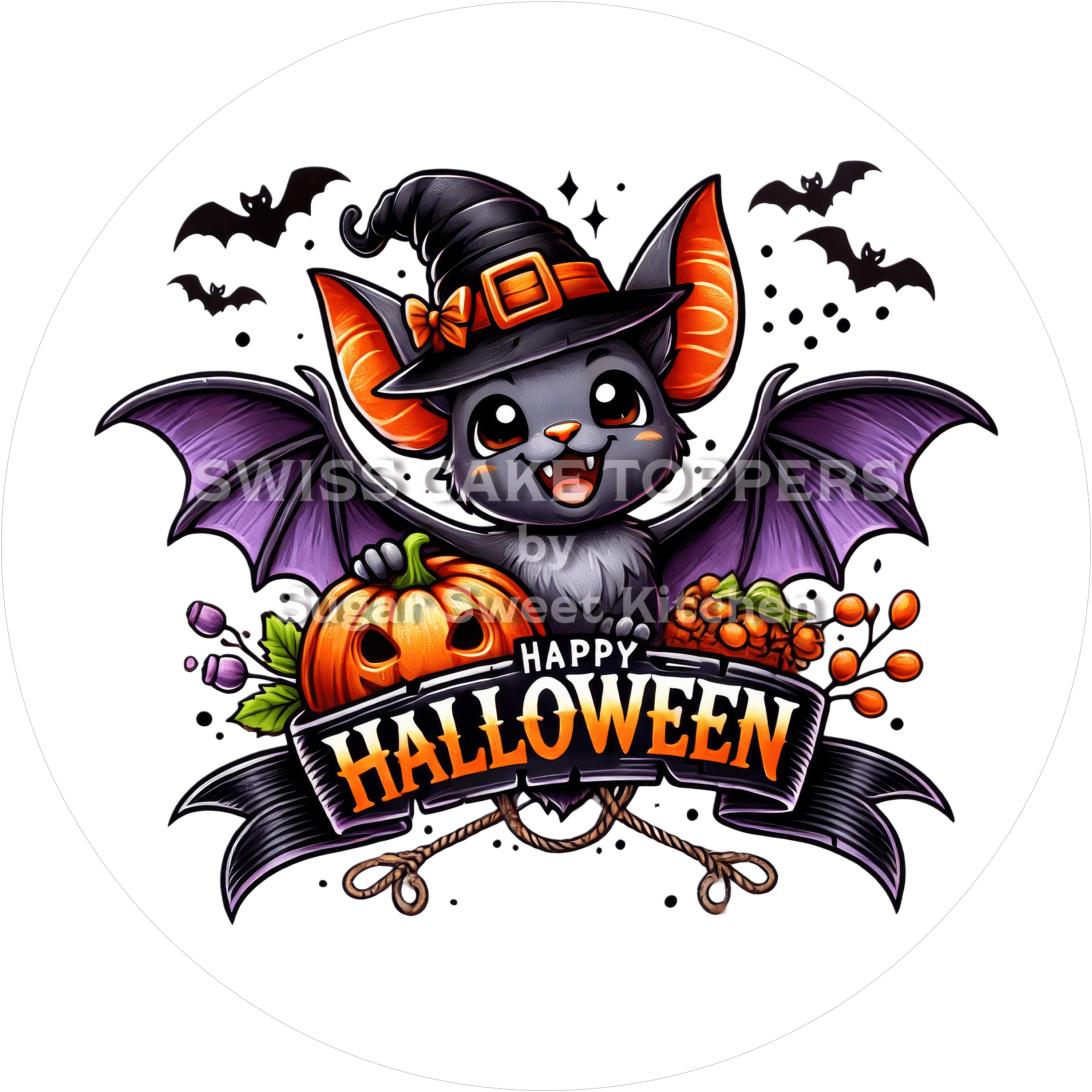 Unheimlich süsser Halloween-Tortenaufleger7 - personalisierbar - Fondant- Torten- & Cupcakeaufleger Sugar Sweet Kitchen