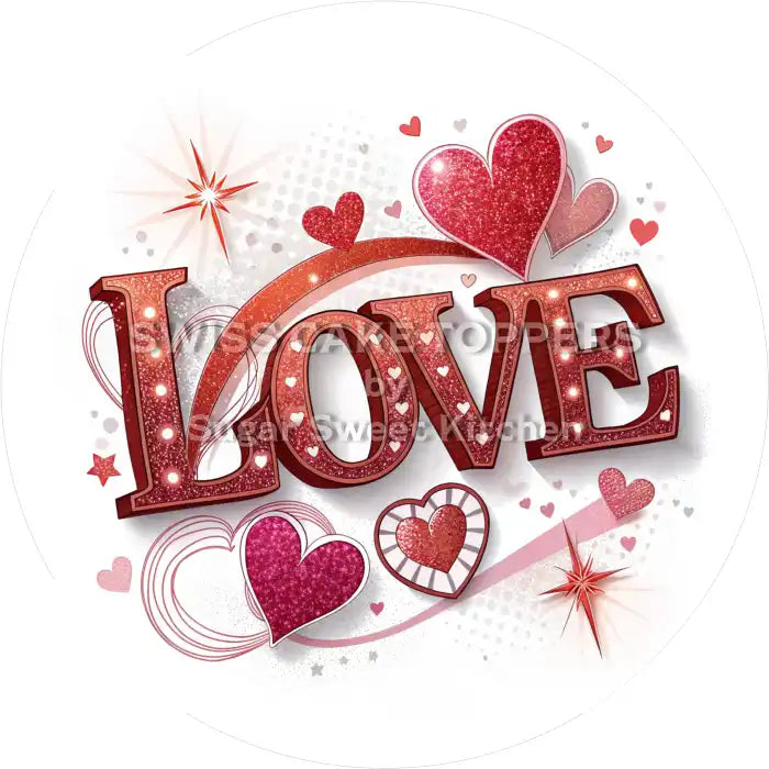 Valentins- Tortenaufleger Love26 - personalisierbar - Fondant- Torten- & Cupcakeaufleger Sugar Sweet Kitchen