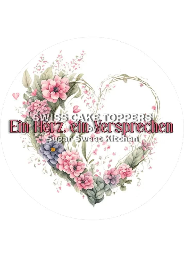 Verlobungs-Tortenaufleger Flower10 - personalisierbar - Fondant- Torten- & Cupcakeaufleger Sugar Sweet Kitchen