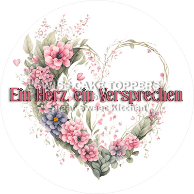 Verlobungs-Tortenaufleger Flower10  - personalisierbar