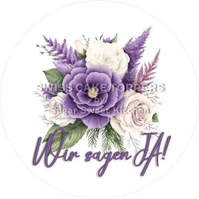 Verlobungs-Tortenaufleger Flower11  - personalisierbar