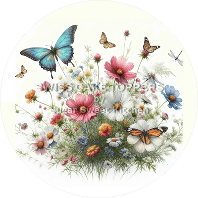 Verspielter Blumen-Tortenaufleger24 - personalisierbar