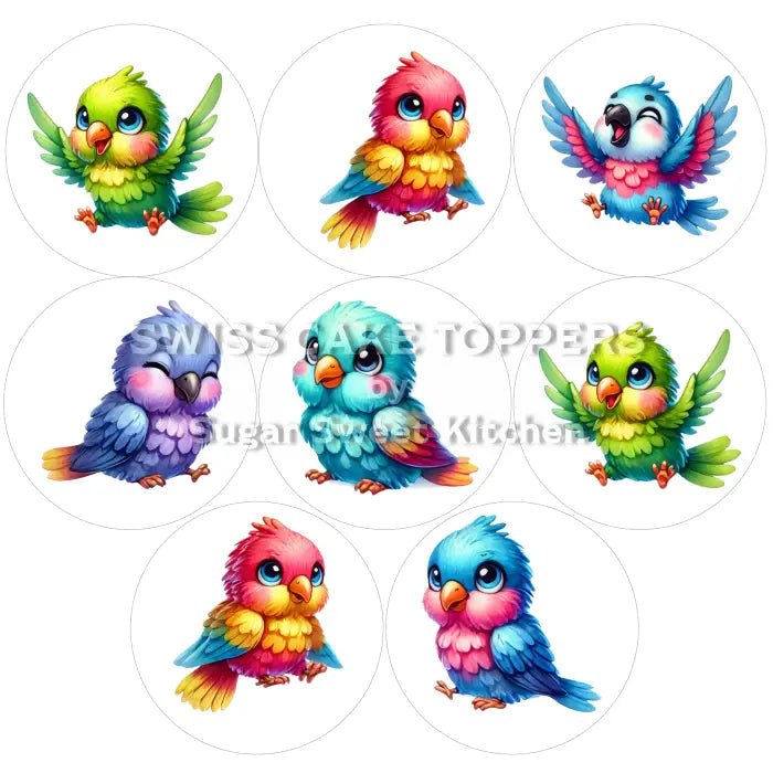 Vogel-Cupcakes- & Dessertaufleger01 / 8Stk. - Fondant- Torten- Cupcakeaufleger Sugar Sweet Kitchen