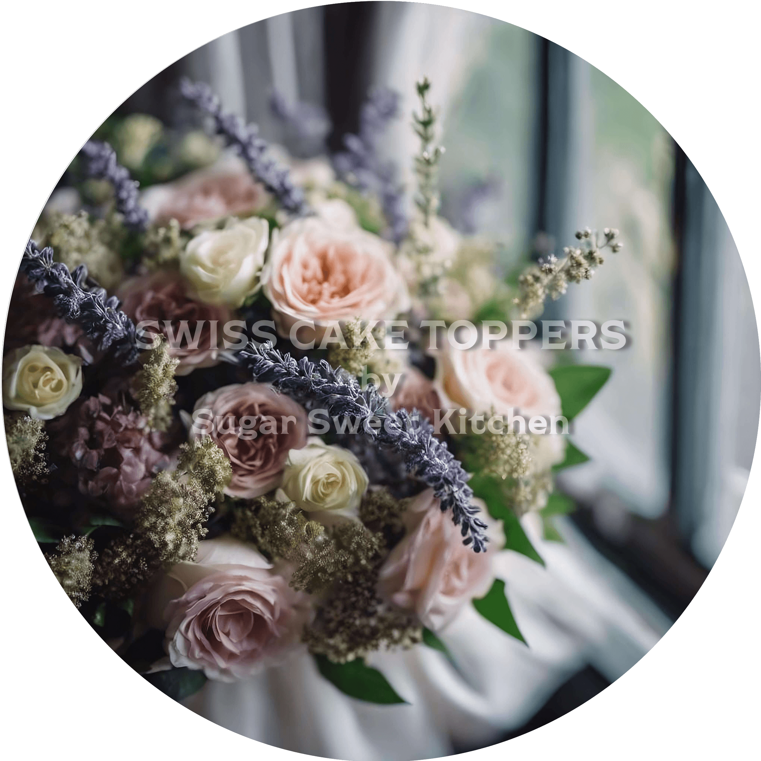 Wedding Vibes Tortenaufleger ’Brautstrauss2’’ - personalisierbar - Fondant- Torten- & Cupcakeaufleger Sugar Sweet